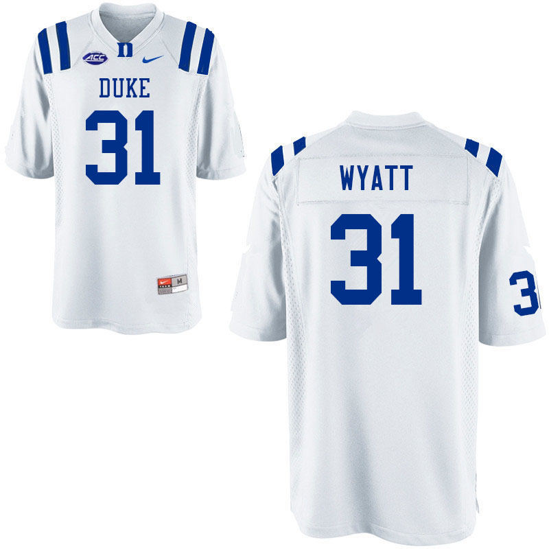 Men #31 Carter Wyatt Duke Blue Devils College Football Jerseys Sale-White